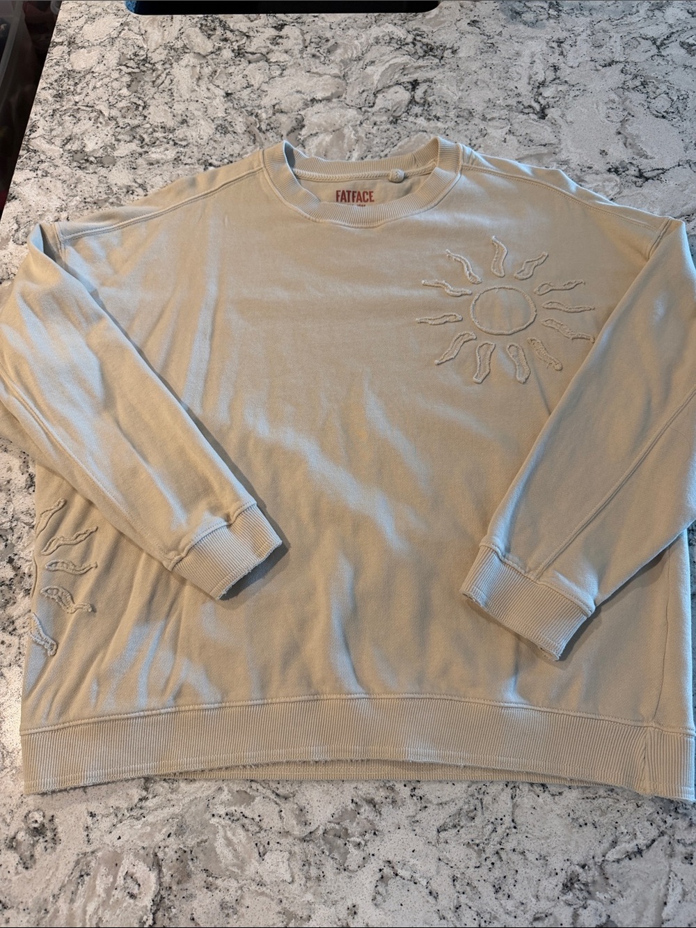 Fat Face Women’s Cream Sun Embroidered Crewneck Sweatshirt
